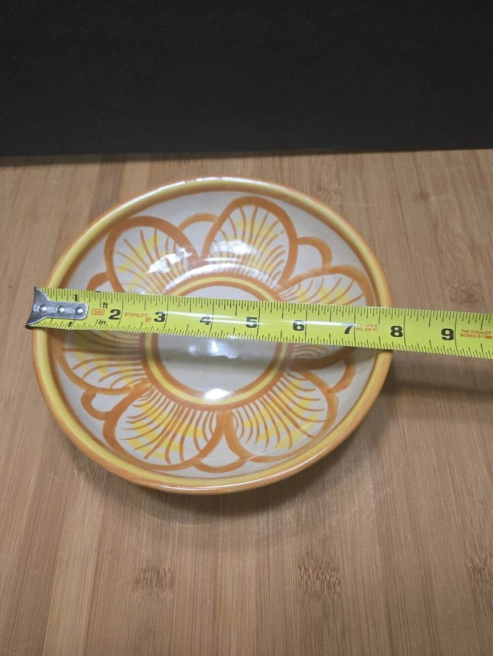 Vintage Orange Brown Yellow Sunflower Bowl Trinket Dish